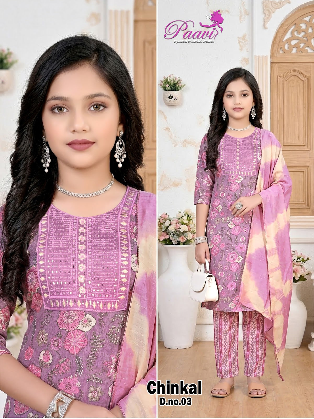 Chinkal Paavi Rayon Capsule Girls Readymade Pant Suits Supplier