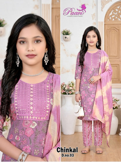 Chinkal Paavi Rayon Capsule Girls Readymade Pant Suits Supplier