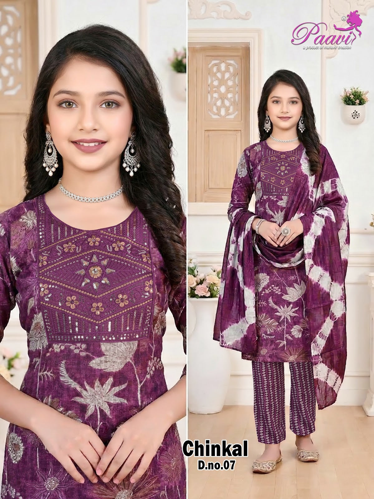 Chinkal Paavi Rayon Capsule Girls Readymade Pant Suits Supplier
