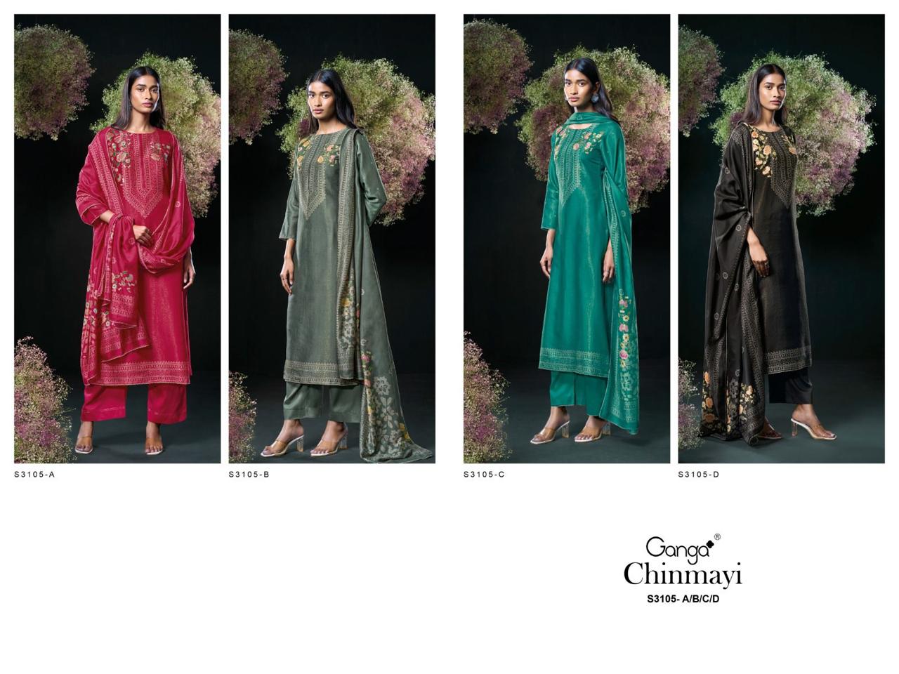 Chinmayi S3105 Ganga Gadwal Silk Plazzo Style Suits Wholesale Price