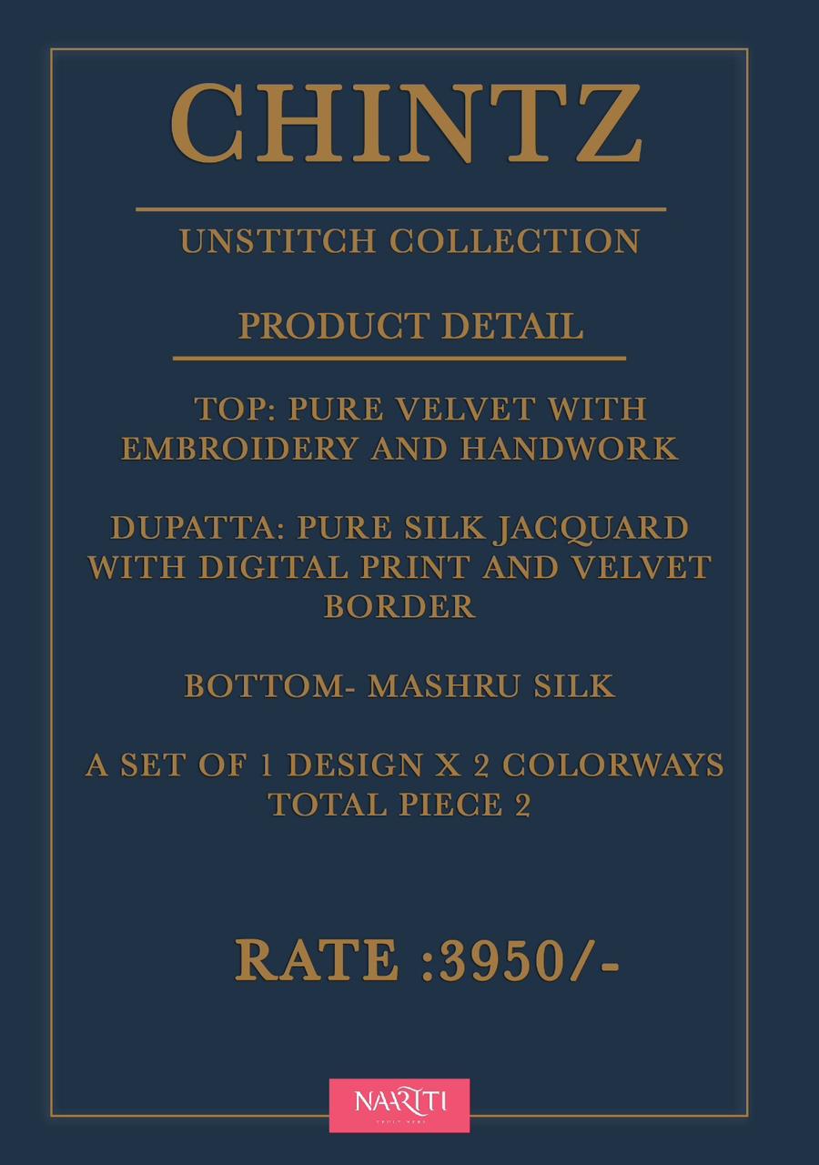 Chintz Naariti Velvet Suits Supplier Ahmedabad