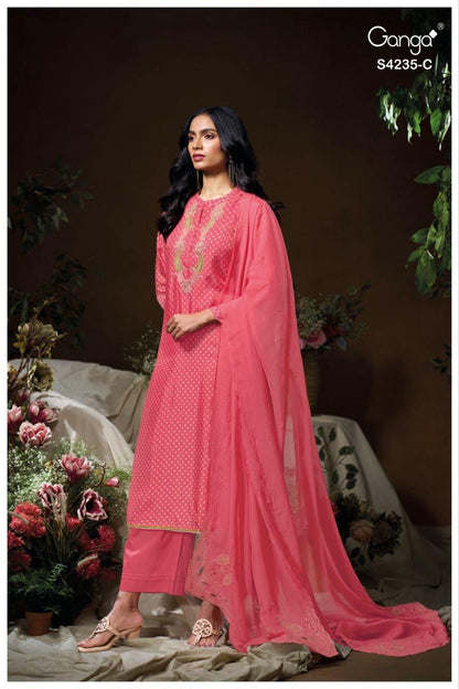 Chiraya 4235 Ganga Bemberg Plazzo Style Suits Wholesale Rate