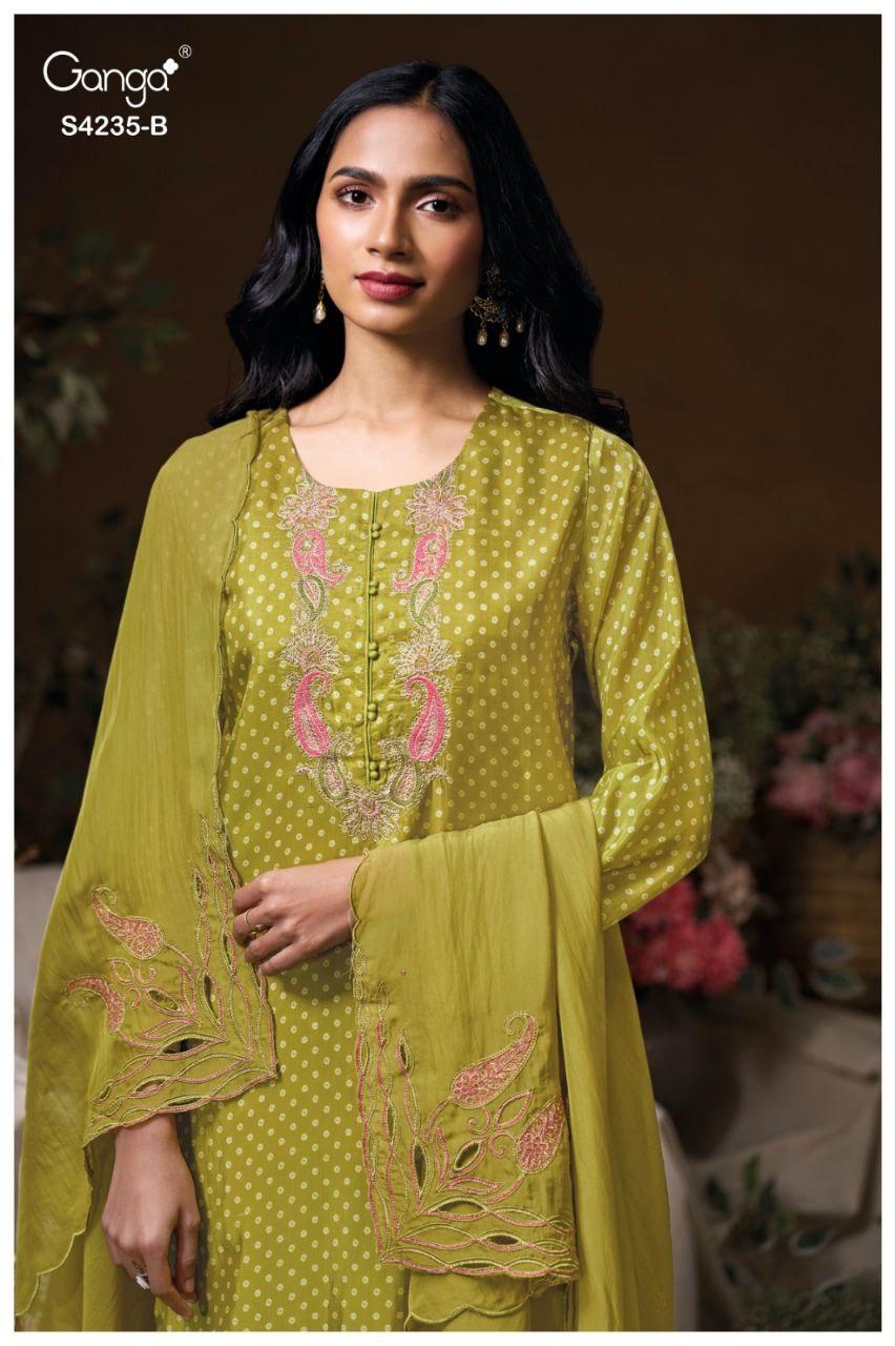 Chiraya 4235 Ganga Bemberg Plazzo Style Suits Wholesale Rate