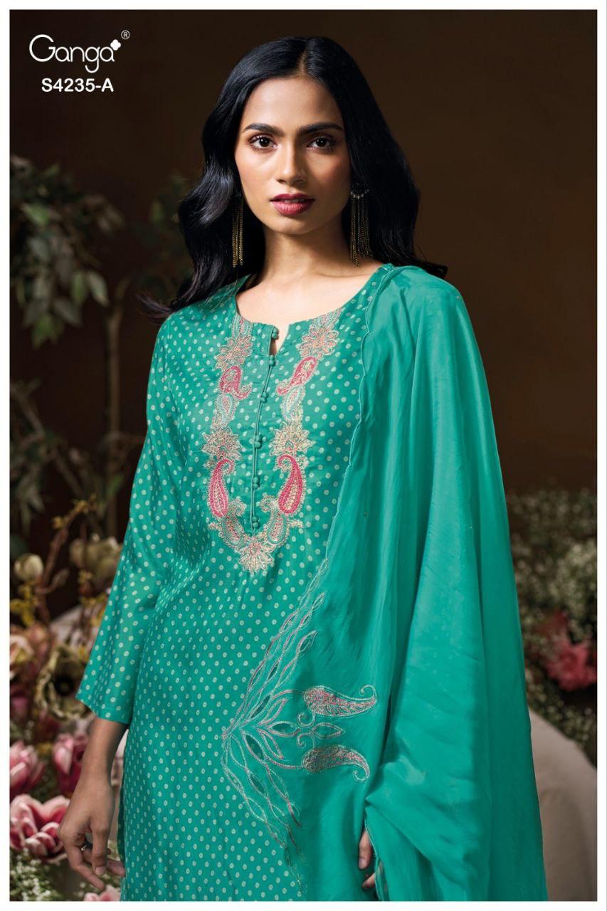 Chiraya 4235 Ganga Bemberg Plazzo Style Suits Wholesale Rate