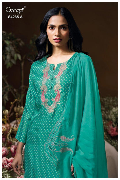 Chiraya 4235 Ganga Bemberg Plazzo Style Suits Wholesale Rate