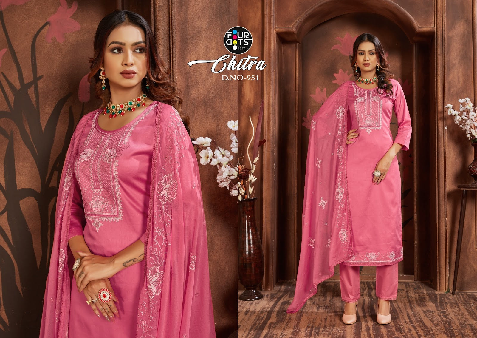 Chitra Four Dots Jam Silk Plazzo Style Suits Manufacturer Gujarat