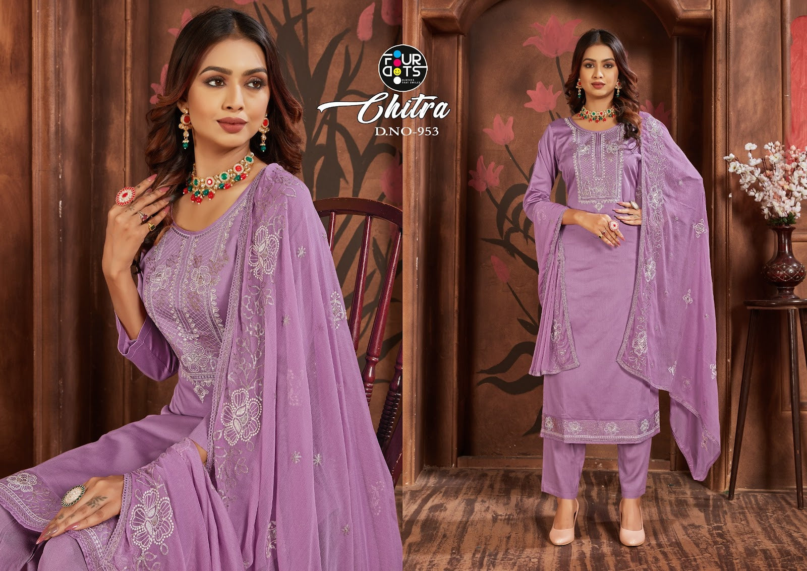 Chitra Four Dots Jam Silk Plazzo Style Suits Manufacturer Gujarat