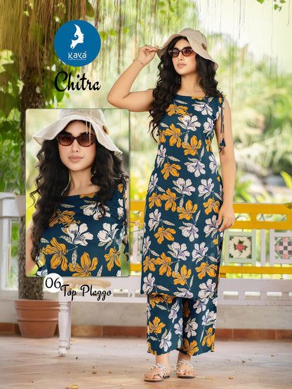 Chitra Kaya Rayon Kurti Plazzo Set Supplier