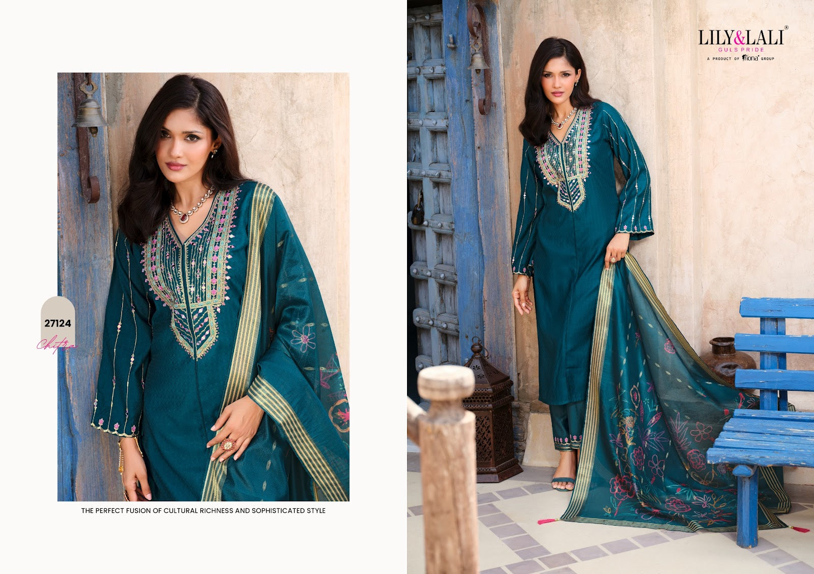 Chitra Lily Lali Viscose Silk Readymade Pant Style Suits Exporter Ahmedabad