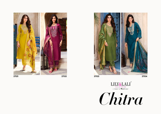 Chitra Lily Lali Viscose Silk Readymade Pant Style Suits Exporter Ahmedabad