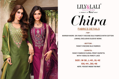 Chitra Lily Lali Viscose Silk Readymade Pant Style Suits Exporter Ahmedabad