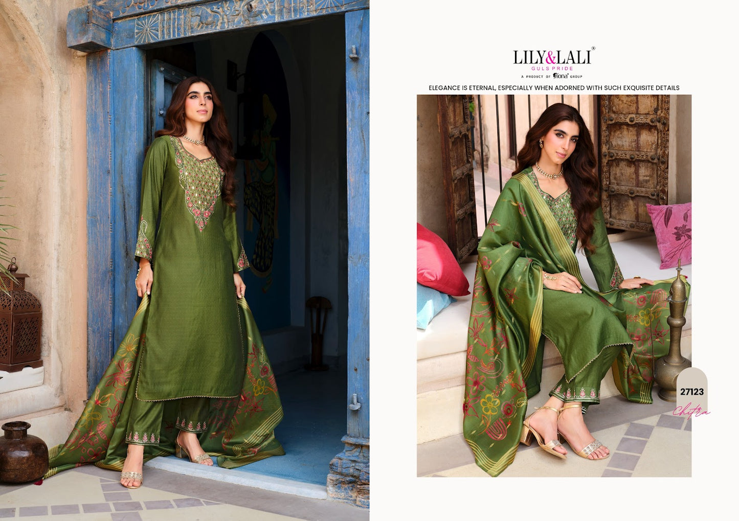 Chitra Lily Lali Viscose Silk Readymade Pant Style Suits Exporter Ahmedabad