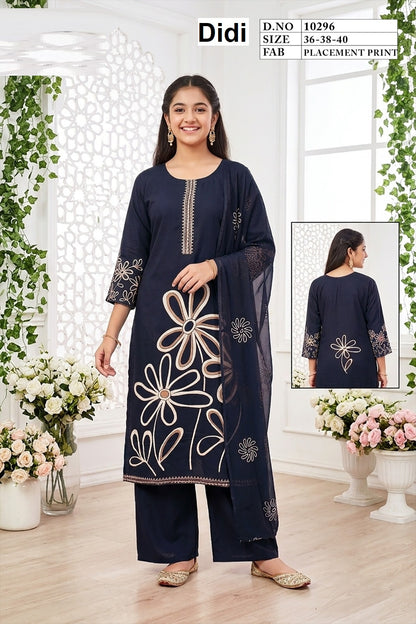 Chitraa 11 Dn 10296 Didi Placement Print Girls Readymade Pant Suits Wholesaler Gujarat
