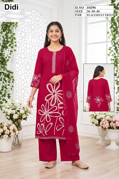 Chitraa 11 Dn 10296 Didi Placement Print Girls Readymade Pant Suits Wholesaler Gujarat