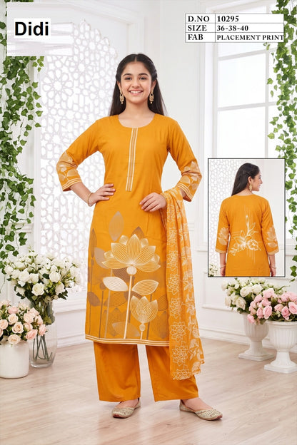 Chitraa 12 Dn 10295 Didi Placement Print Girls Readymade Pant Suits Wholesale