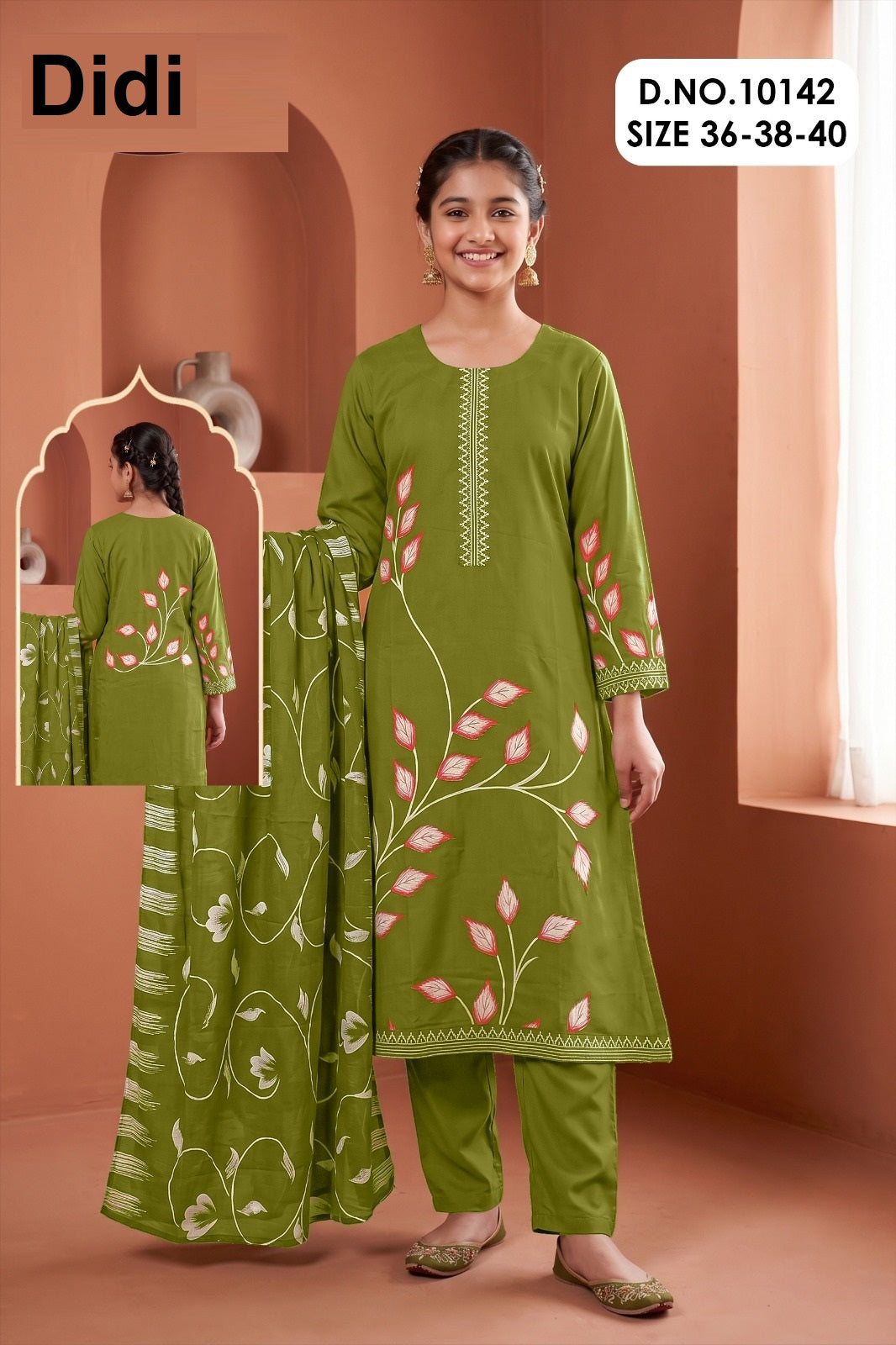 Chitraa 7 Dn 10142 Didi Rayon Girls Readymade Pant Suits Supplier India