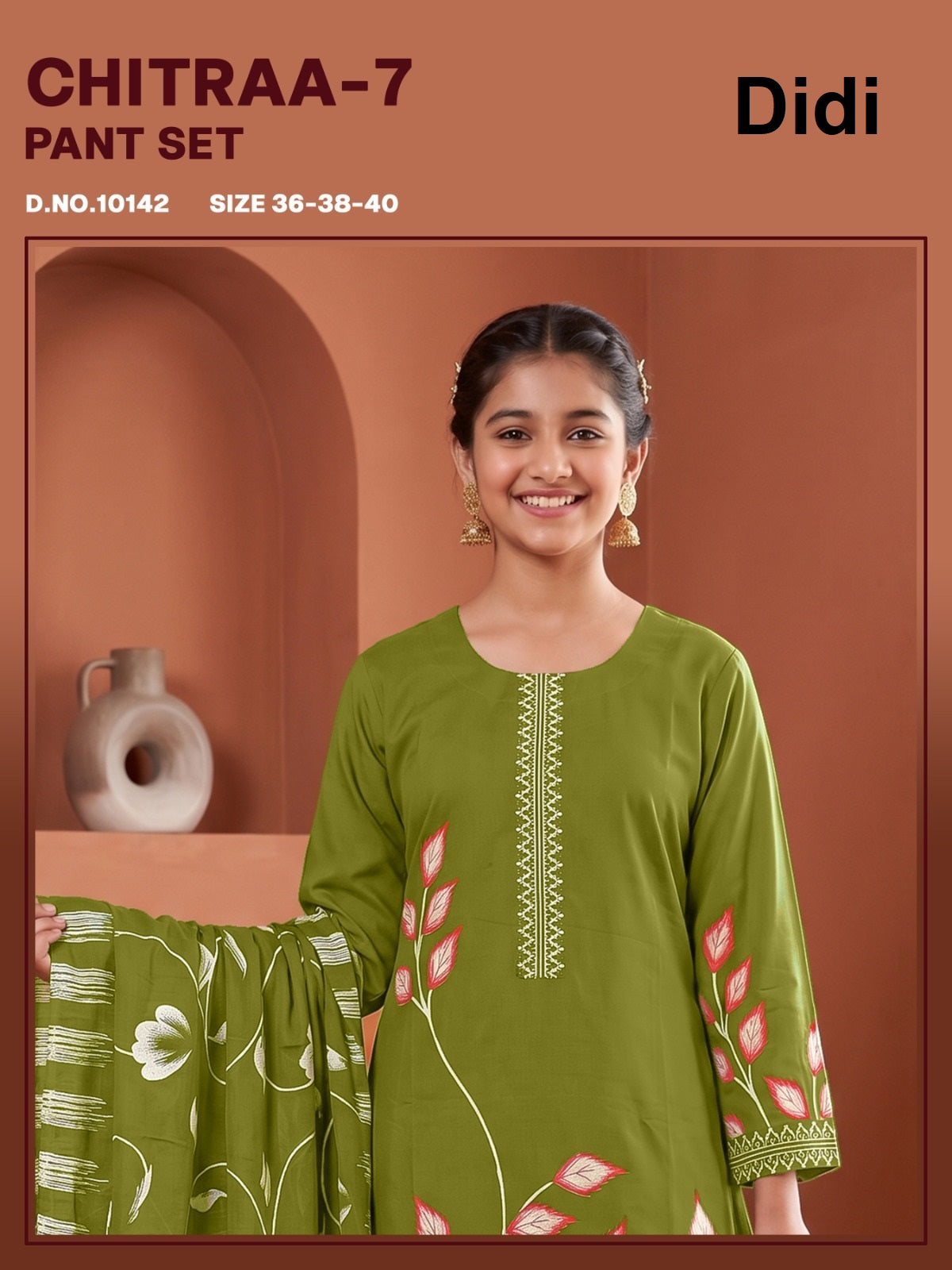 Chitraa 7 Dn 10142 Didi Rayon Girls Readymade Pant Suits Supplier India