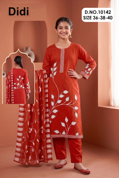 Chitraa 7 Dn 10142 Didi Rayon Girls Readymade Pant Suits Supplier India