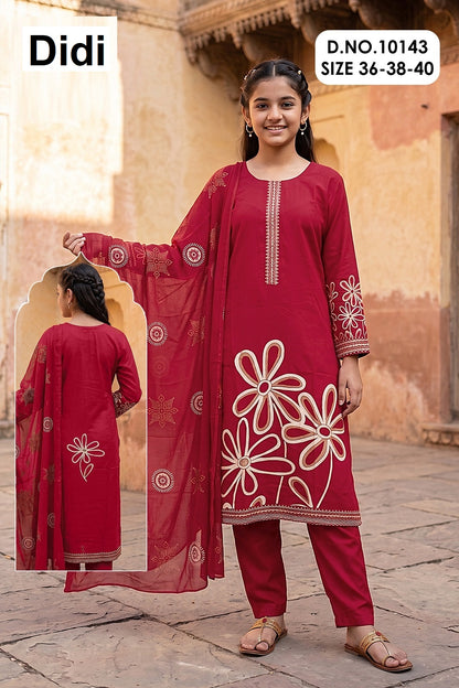 Chitraa 8 Dn 10143 Didi Rayon Girls Readymade Pant Suits Manufacturer India
