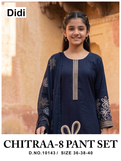 Chitraa 8 Dn 10143 Didi Rayon Girls Readymade Pant Suits Manufacturer India