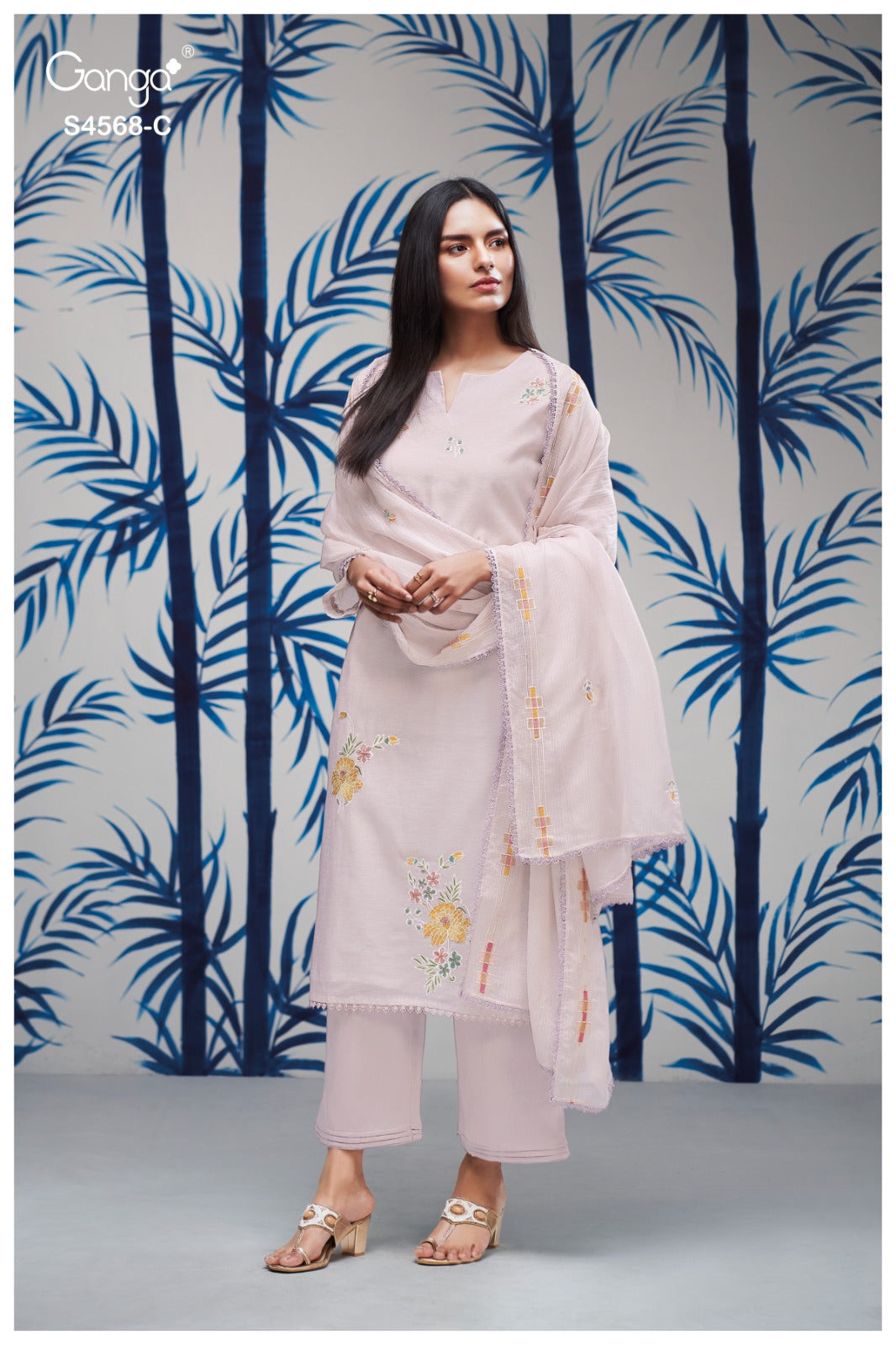 Chitrali 4568 Ganga Mul Chanderi Pant Style Suits Wholesaler Ahmedabad