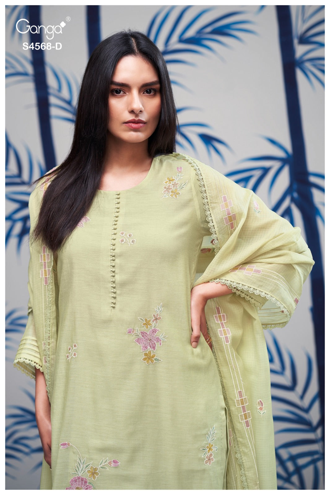 Chitrali 4568 Ganga Mul Chanderi Pant Style Suits Wholesaler Ahmedabad