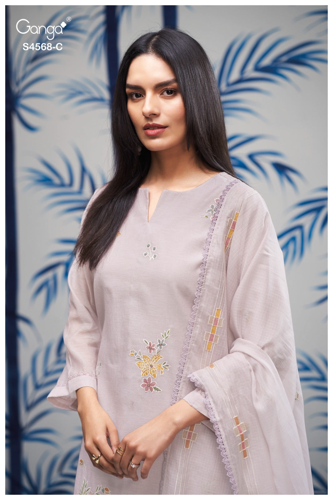 Chitrali 4568 Ganga Mul Chanderi Pant Style Suits Wholesaler Ahmedabad