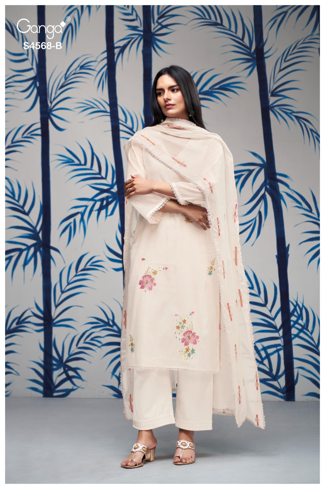 Chitrali 4568 Ganga Mul Chanderi Pant Style Suits Wholesaler Ahmedabad