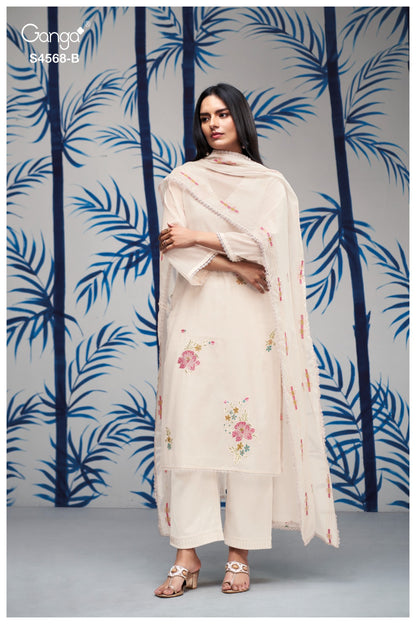Chitrali 4568 Ganga Mul Chanderi Pant Style Suits Wholesaler Ahmedabad