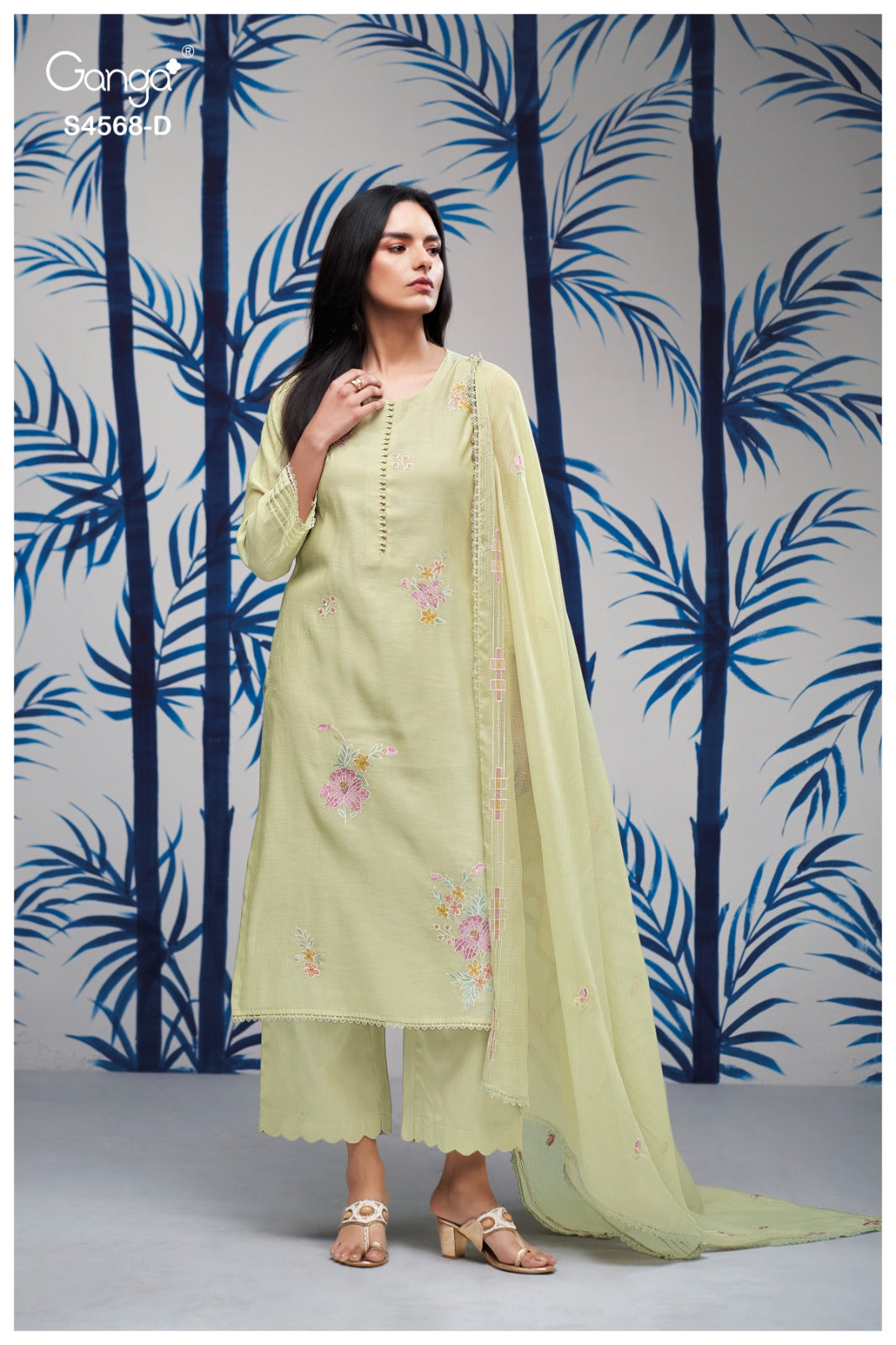 Chitrali 4568 Ganga Mul Chanderi Pant Style Suits Wholesaler Ahmedabad