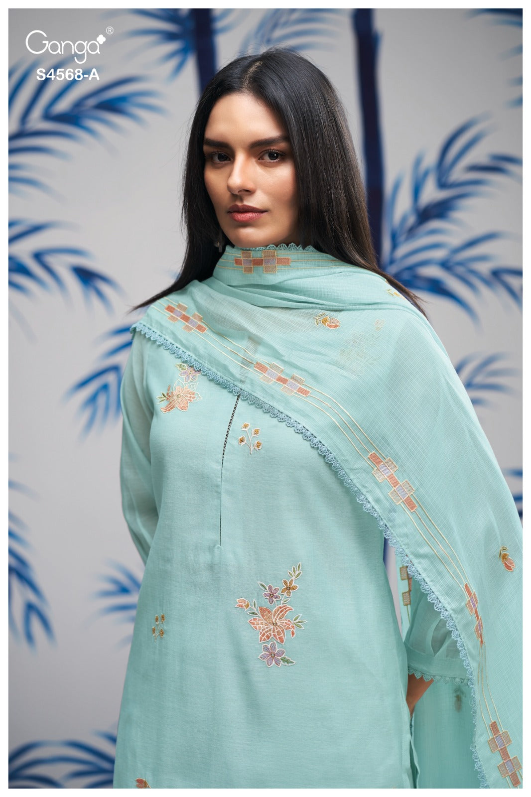 Chitrali 4568 Ganga Mul Chanderi Pant Style Suits Wholesaler Ahmedabad
