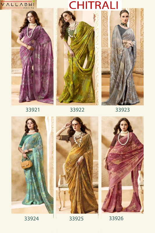 Chitrali Vallabhi Prints Georgette Sarees Supplier