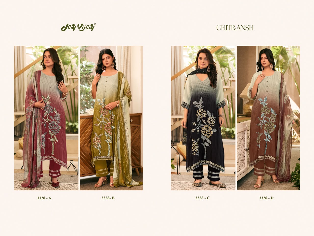 Chitransh 3328 Jay Vijay Organza Twill Pant Style Suits Manufacturer Gujarat