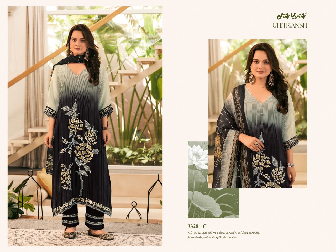 Chitransh 3328 Jay Vijay Organza Twill Pant Style Suits Manufacturer Gujarat