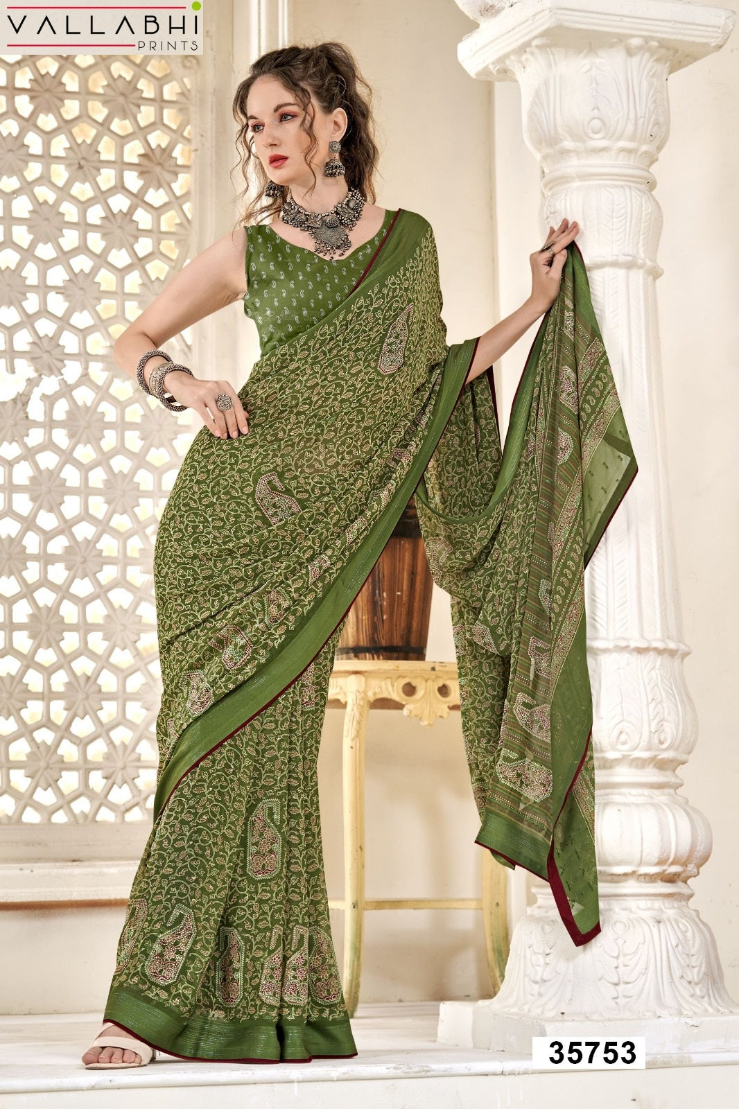 Chitrashala Vallabhi Prints Moss Sarees Exporter Ahmedabad