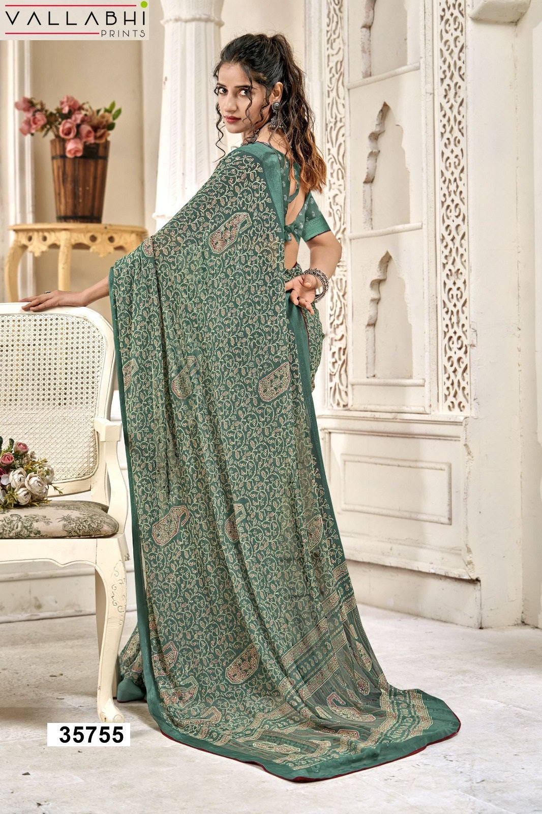 Chitrashala Vallabhi Prints Moss Sarees Exporter Ahmedabad