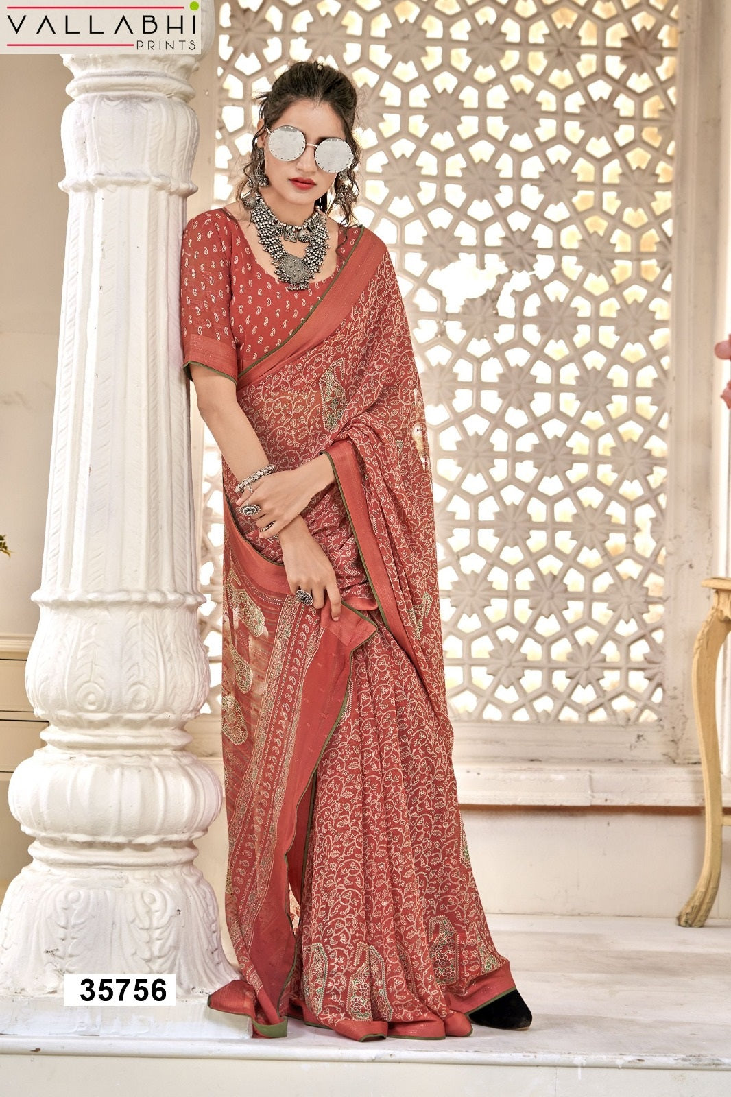 Chitrashala Vallabhi Prints Moss Sarees Exporter Ahmedabad