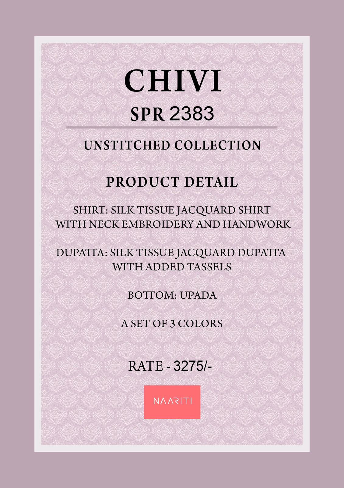 Chivi Naariti Tissue Silk Pant Style Suits Wholesaler India
