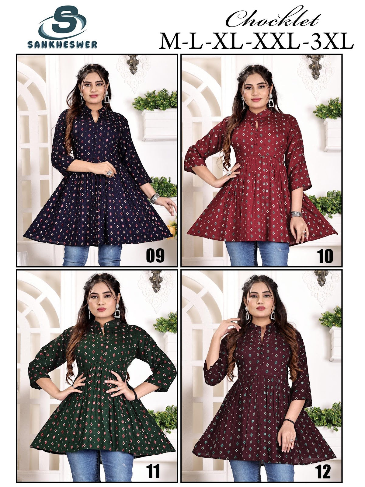Chocklet Sankheswer Reyon Fancy Tops Wholesaler Ahmedabad