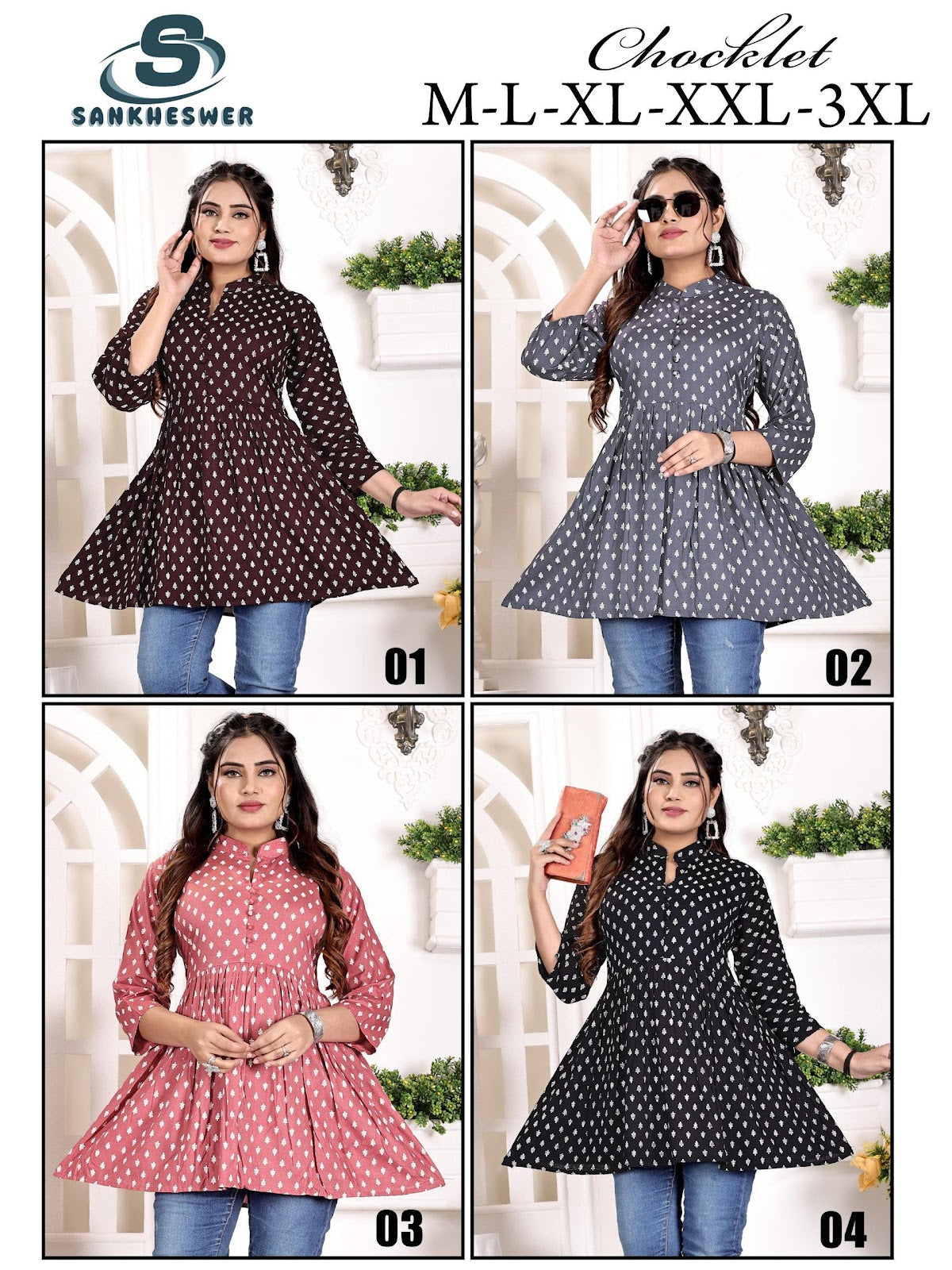 Chocklet Sankheswer Reyon Fancy Tops Wholesaler Ahmedabad