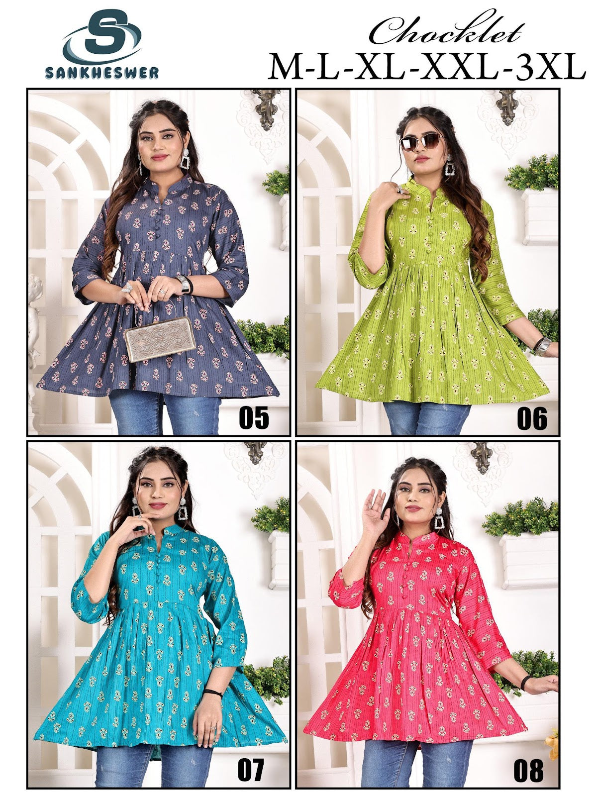 Chocklet Sankheswer Reyon Fancy Tops Wholesaler Ahmedabad