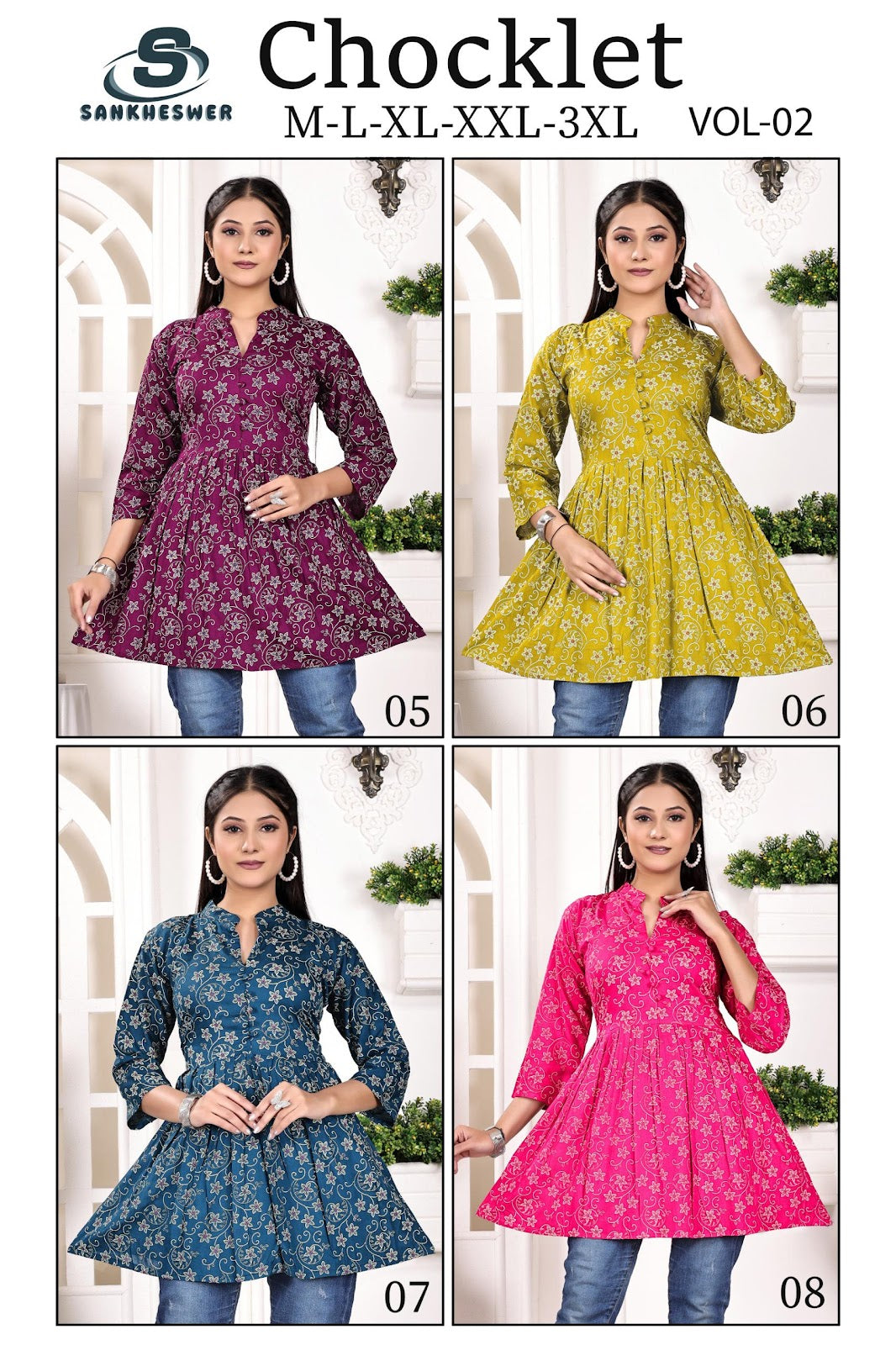 chocklet vol 2 sankheswer reyon fancy tops wholesaler