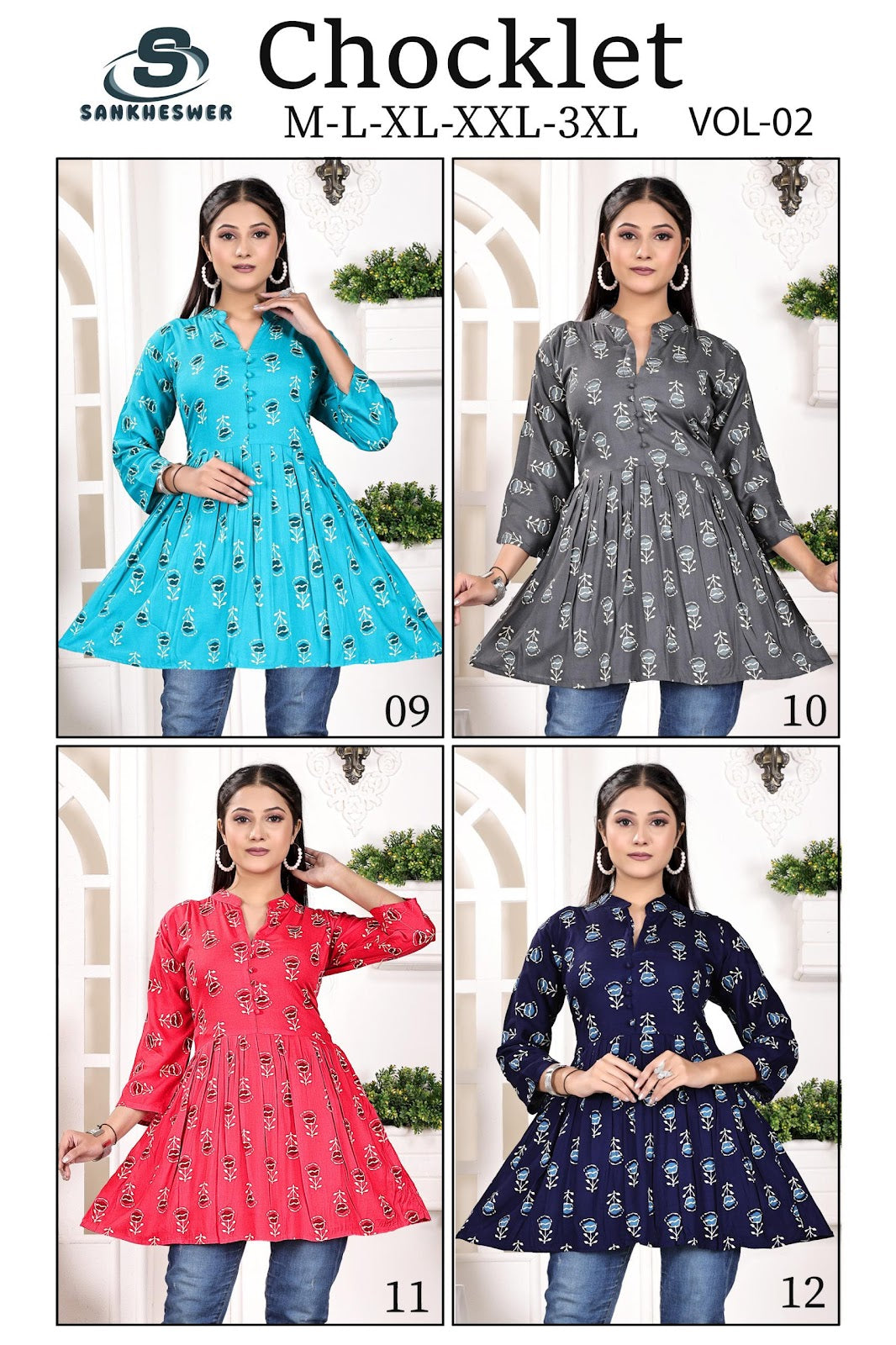 chocklet vol 2 sankheswer reyon fancy tops wholesaler