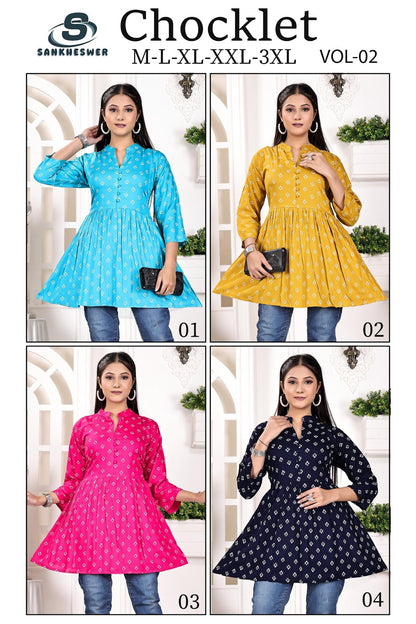 chocklet vol 2 sankheswer reyon fancy tops wholesaler