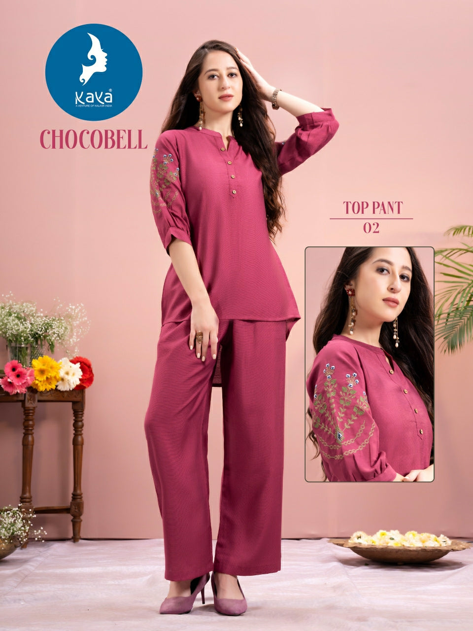 Chocobell Kaya Vetican Silk Co Ord Set Wholesale