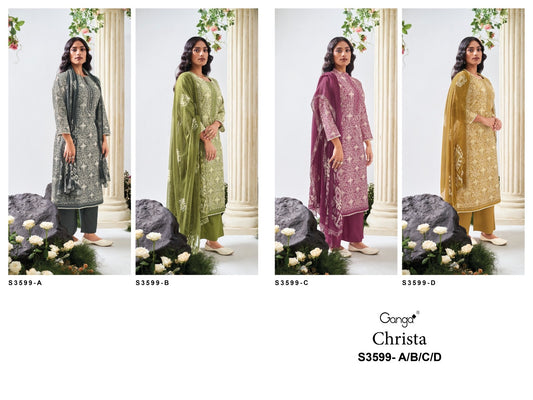Christa 3599 Ganga Cotton Plazzo Style Suits Wholesale Price