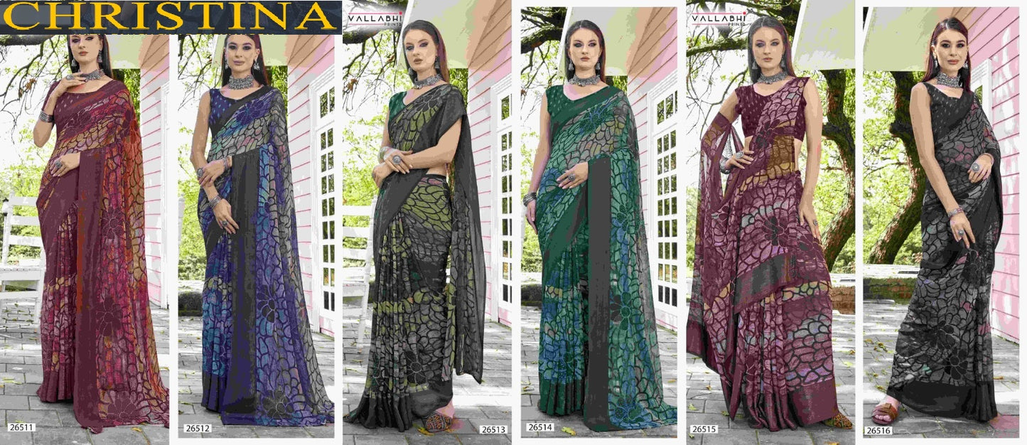 Christina Vallabhi Prints Georgette Sarees Wholesale Rate