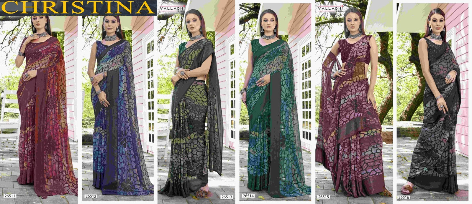 Christina Vallabhi Prints Georgette Sarees Wholesale Rate