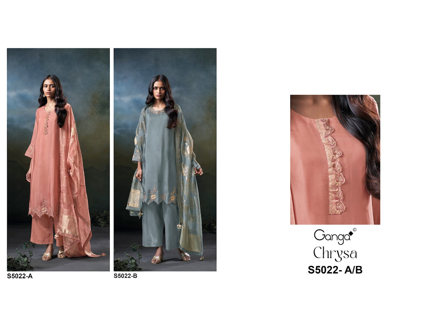 Chrysa S5022 Ganga Bemberg Plazzo Style Suits Supplier