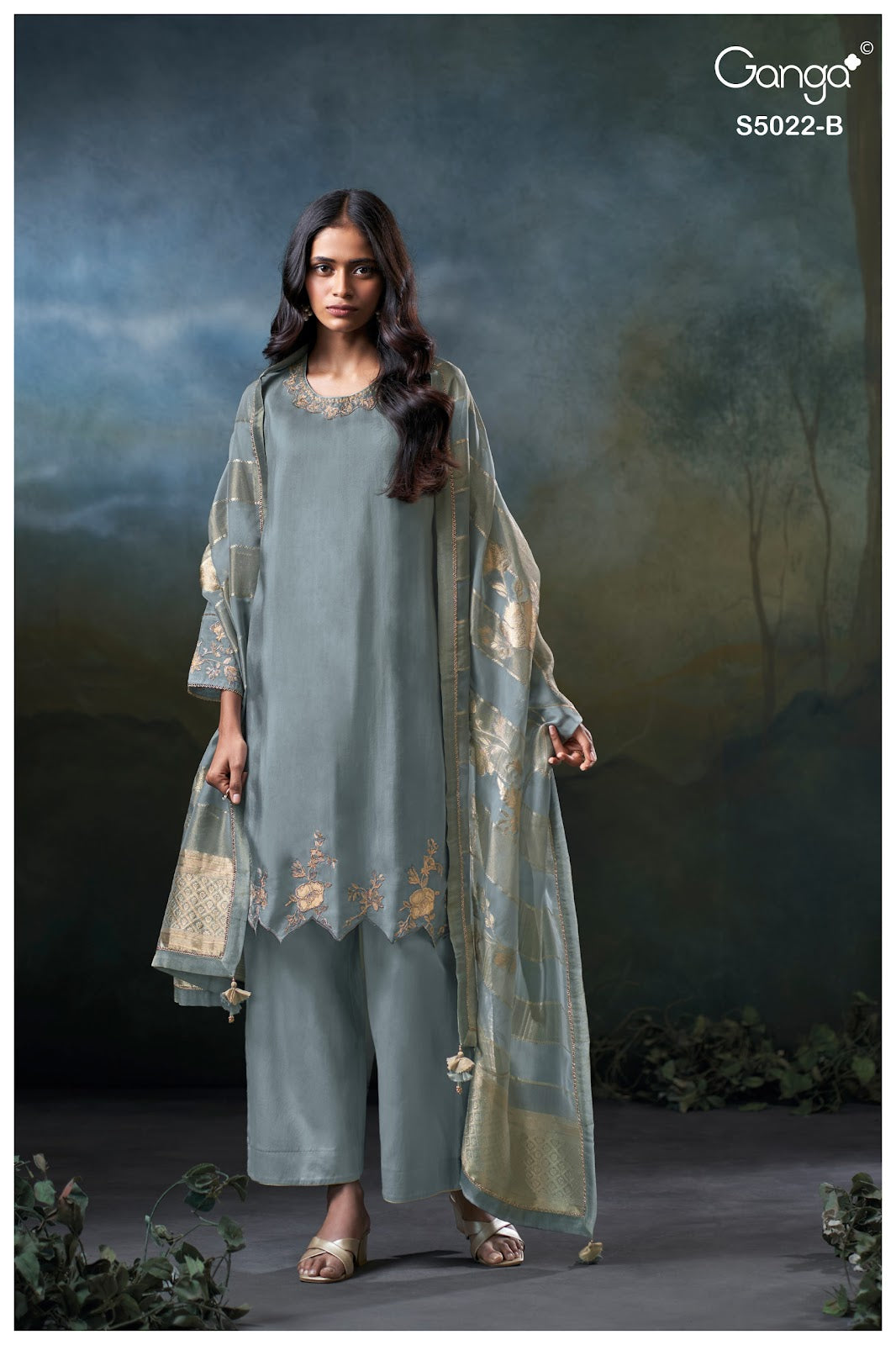 Chrysa S5022 Ganga Bemberg Plazzo Style Suits Supplier